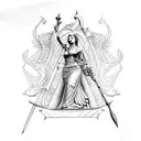 Lady Justice with Dragon tattoo design idea
