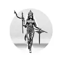  Lady Justice with Caduceus symbol and sword tattoo design idea