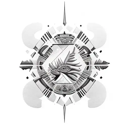 araucaria pluma lobo atrapa sueño geometria patron mapuche tattoo design idea