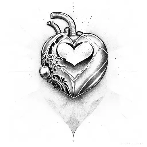 heart and grenade mixed together  tattoo design idea
