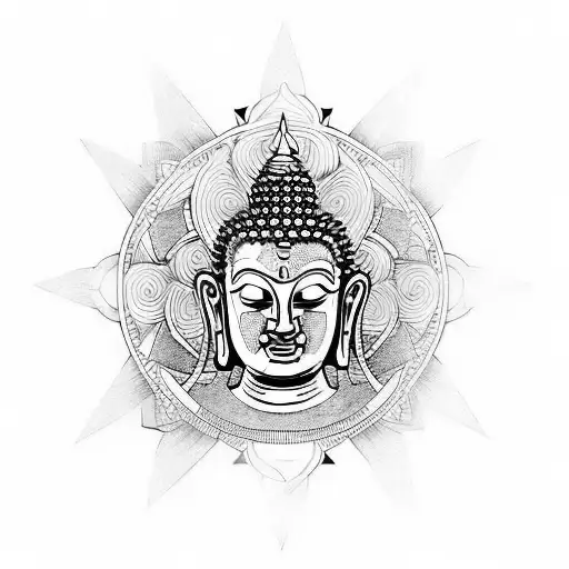 Premium Photo | Vector tattoo art buddha on lotus hand drawing sketch image  generative ai
