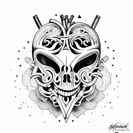 heart and grenade mixed together  tattoo design idea