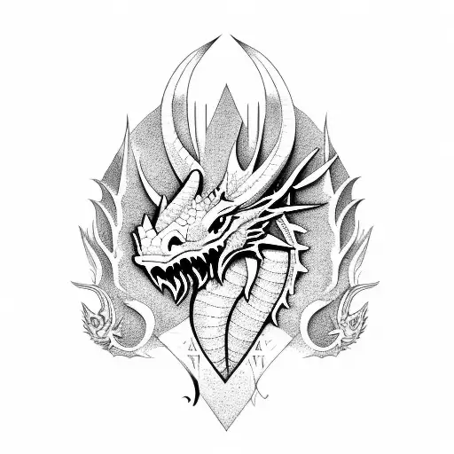 welsh dragon bust tattoo design idea
