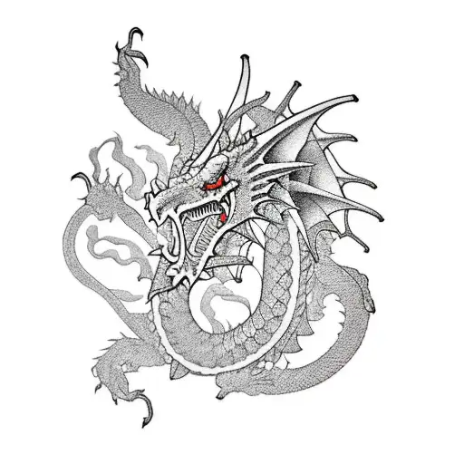 welsh dragon head tattoo design idea