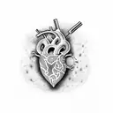heart and grenade mixed together  tattoo design idea