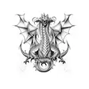 welsh dragon front view tattoo design idea