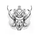 Capricorn skull tattoo design idea