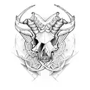 Capricorn skull tattoo design idea