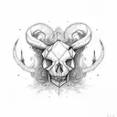Capricorn skull tattoo design idea