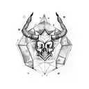 Capricorn skull tattoo design idea