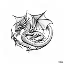 welsh dragon front view tattoo design idea