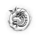 welsh dragon front view tattoo design idea