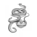 snake in shape of a heart tattoo design idea