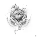 heart and grenade mixed together  tattoo design idea