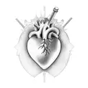 heart and grenade mixed together  tattoo design idea