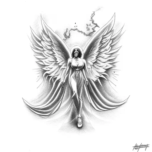 Angel falling into hell tattoo design idea