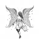 Angel falling into hell tattoo design idea