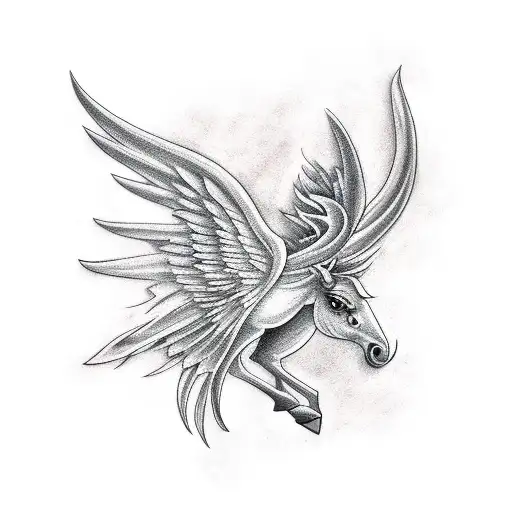 sunset winged horse tattoo design idea