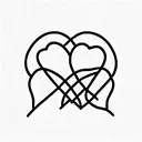 three interlocking hearts and lines tattoo design idea