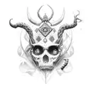 criar uma bruxa hecate com 2 lobos e todas as simbologias ligado a ela  tattoo design idea