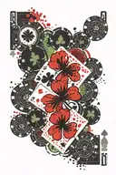 poker chips 777 4 leaf clover playing cards tattoo design idea