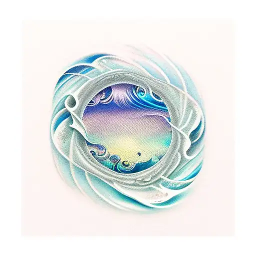 rain drops fusion with wavy sea tattoo design idea