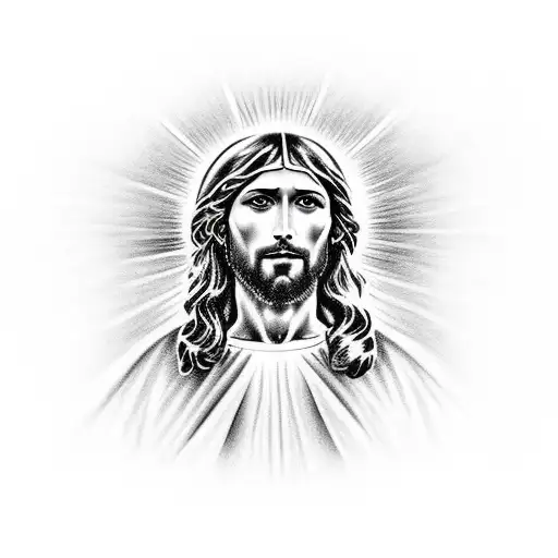 Jesus with blessed frase tattoo design idea