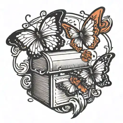two butterflies flying out of a mailbox tattoo design idea