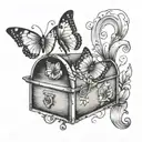 two butterflies flying out of a mailbox tattoo design idea