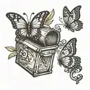 two butterflies flying out of a mailbox tattoo design idea