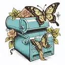two butterflies flying out of a mailbox tattoo design idea