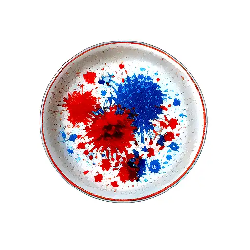 blood splatter on blue porcelain  tattoo design idea