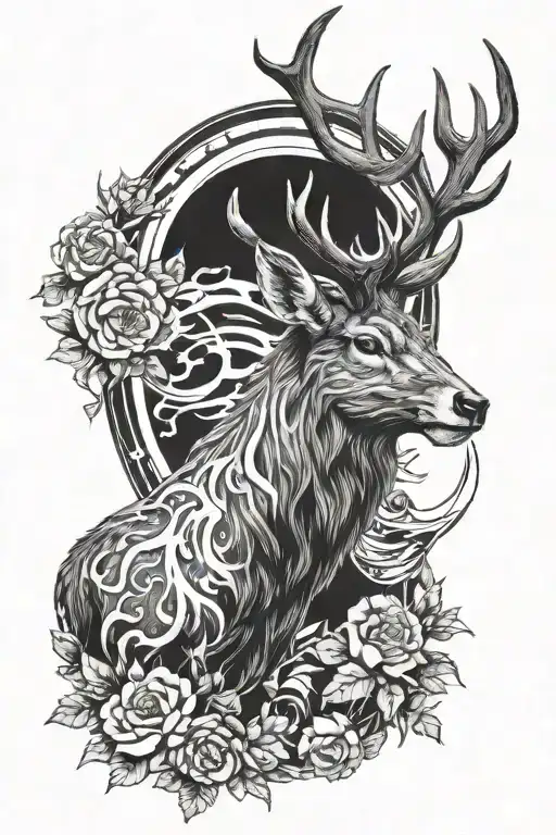 stag ours is fury tattoo design idea