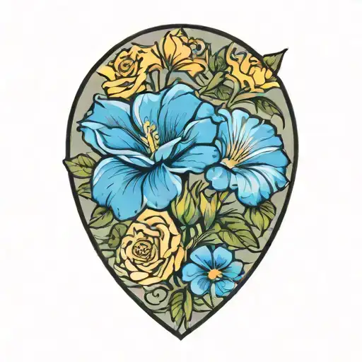 morning glory + daisies + carnation flower + rose wrapped tattoo design idea