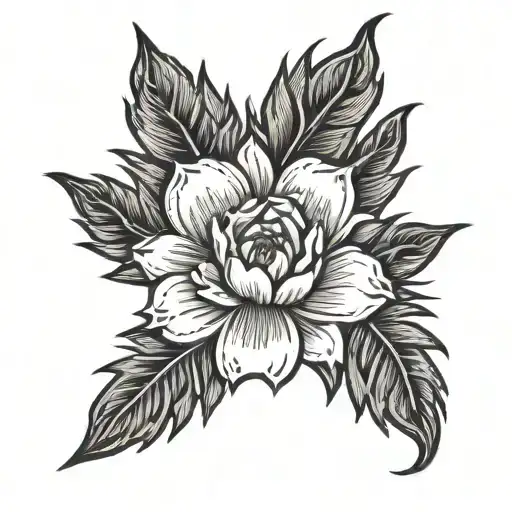 ornamental saguaro flower blooming tattoo design idea