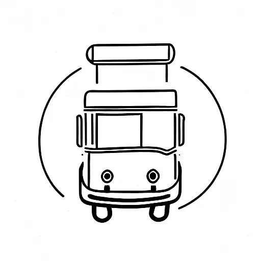 one line trolley bus  tattoo design idea