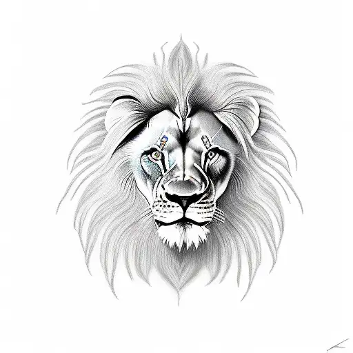 lion with a clock underneath tattoo design idea