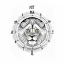lion with a clock underneath tattoo design idea