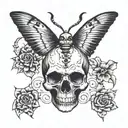 Sphinx skull butterfly with 3ird eyes in the middle tattoo design idea