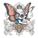 Sphinx skull butterfly with 3ird eyes in the middle tattoo design idea