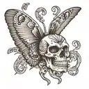 Sphinx skull butterfly with 3ird eyes in the middle tattoo design idea