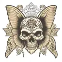 Sphinx skull butterfly with 3ird eyes in the middle tattoo design idea