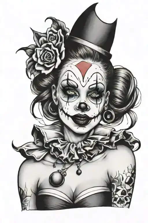 girl with clown makeup  tattoo design idea