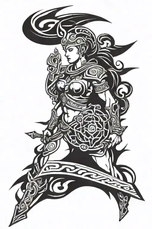 Athena from god of war game tattoo design idea