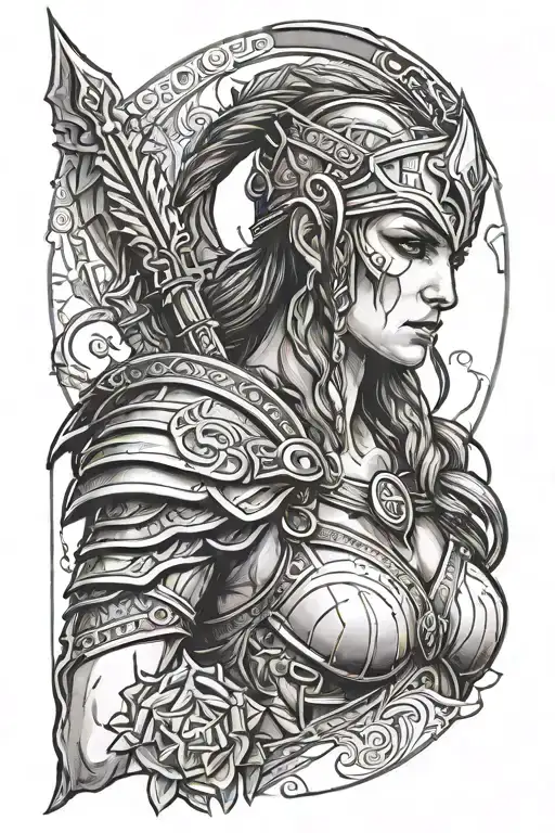 Athena from god of war game tattoo design idea
