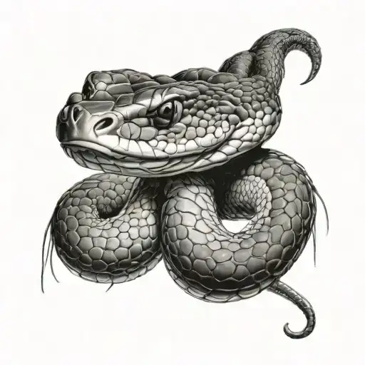 a wrapped viper with its tongue on top tattoo design idea