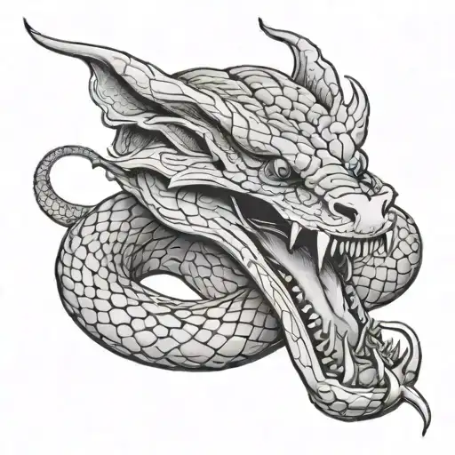 a wrapped viper with its tongue on top tattoo design idea