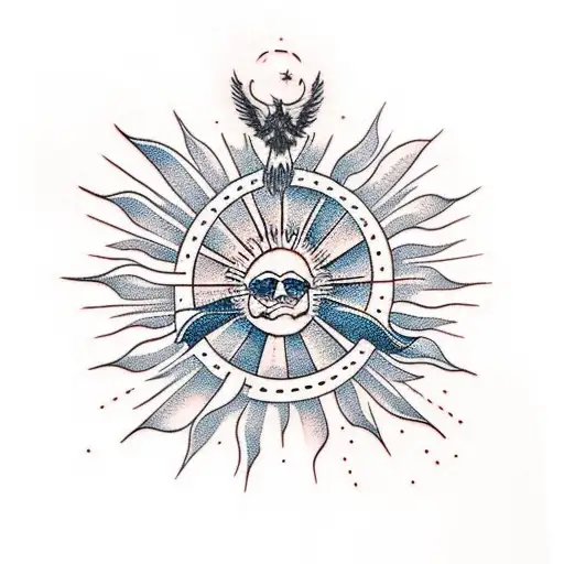 Falling icarus with sun tattoo design idea