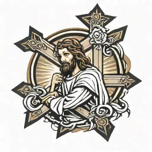 Jesus carrying the cross tattoo design idea