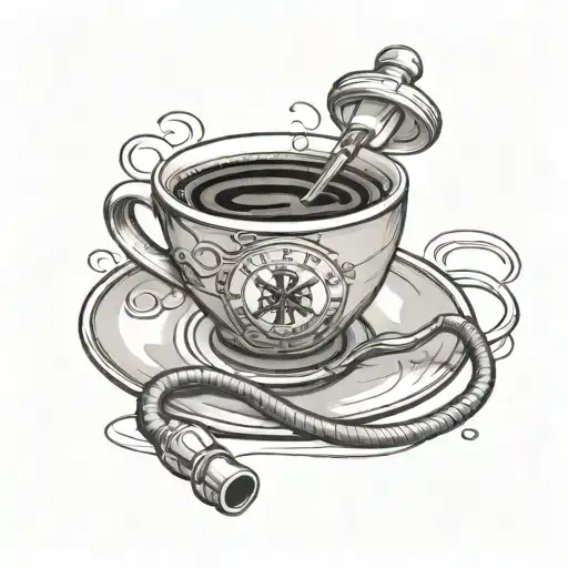 Create a tattoo of a coffee cup with a stethoscope wrapped around it, representing the client's occupation as a nurse and passion for coffee tattoo design idea